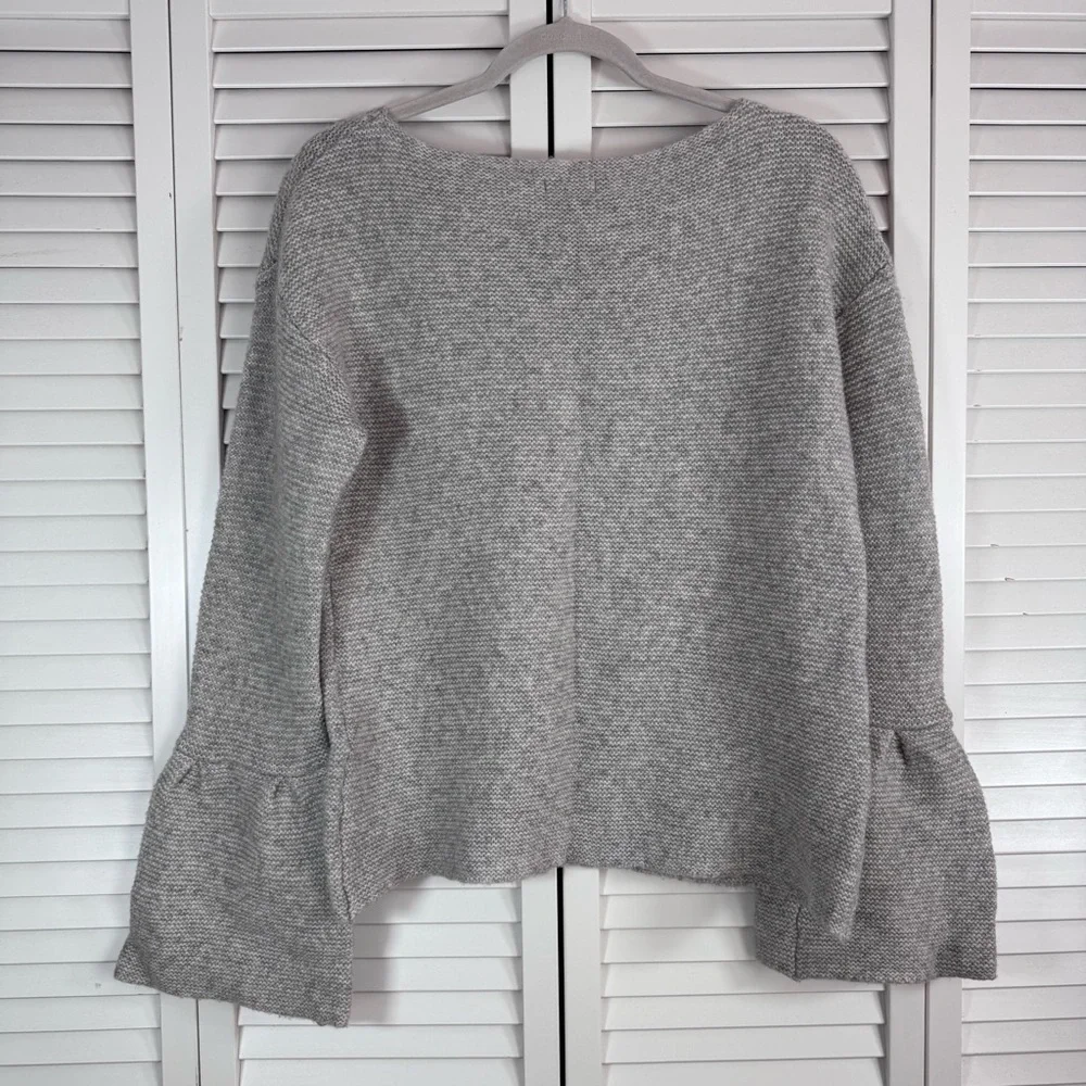 Sundance Wool Alpaca Blend Bell Sleeve Crew Neck Gray Sweater Size Medium